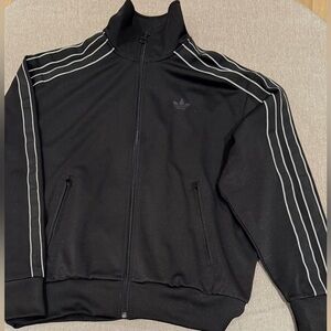 Adidas Men's Black Jacket with White Stripes
